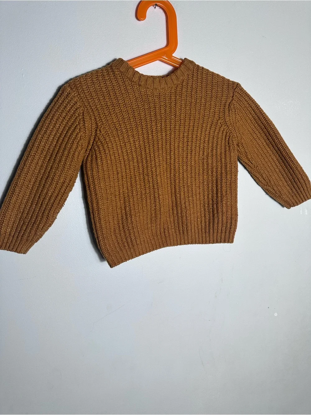 Zara Ribbed Crewneck Sweater - Camel Brown